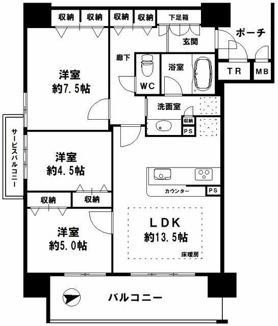 谷町九丁目駅 徒歩2分 構造:鉄筋コンクリート造専有面積:73.18平米 ( 22.13坪 )