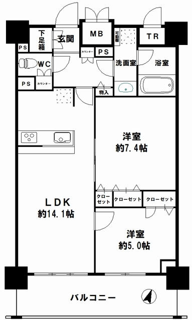松屋町駅 徒歩1分 構造:鉄筋コンクリート造専有面積:61.76平米 ( 18.68坪 )