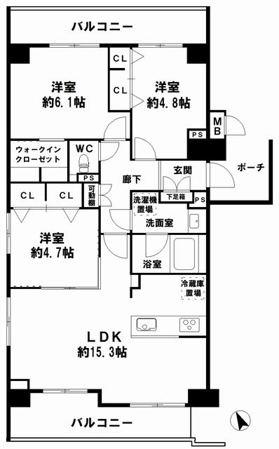 玉造駅 徒歩6分 構造:鉄骨鉄筋コンクリート造専有面積:71.05平米 ( 21.49坪 )