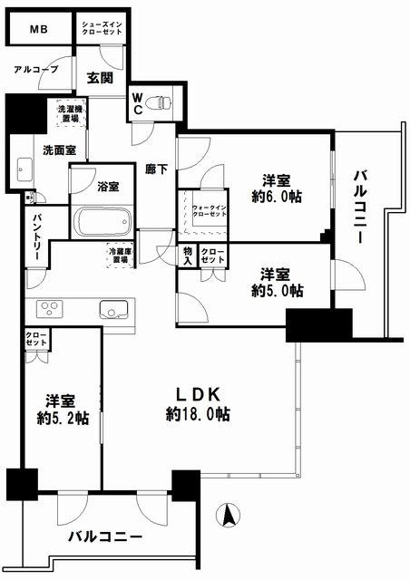 桜川駅 徒歩3分 構造:鉄筋コンクリート造専有面積:80.06平米 ( 24.21坪 )